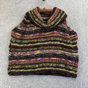 Anthropologie Piera Sweater Womens M L Multicolor Cowl Neck Sleeveless Chunky